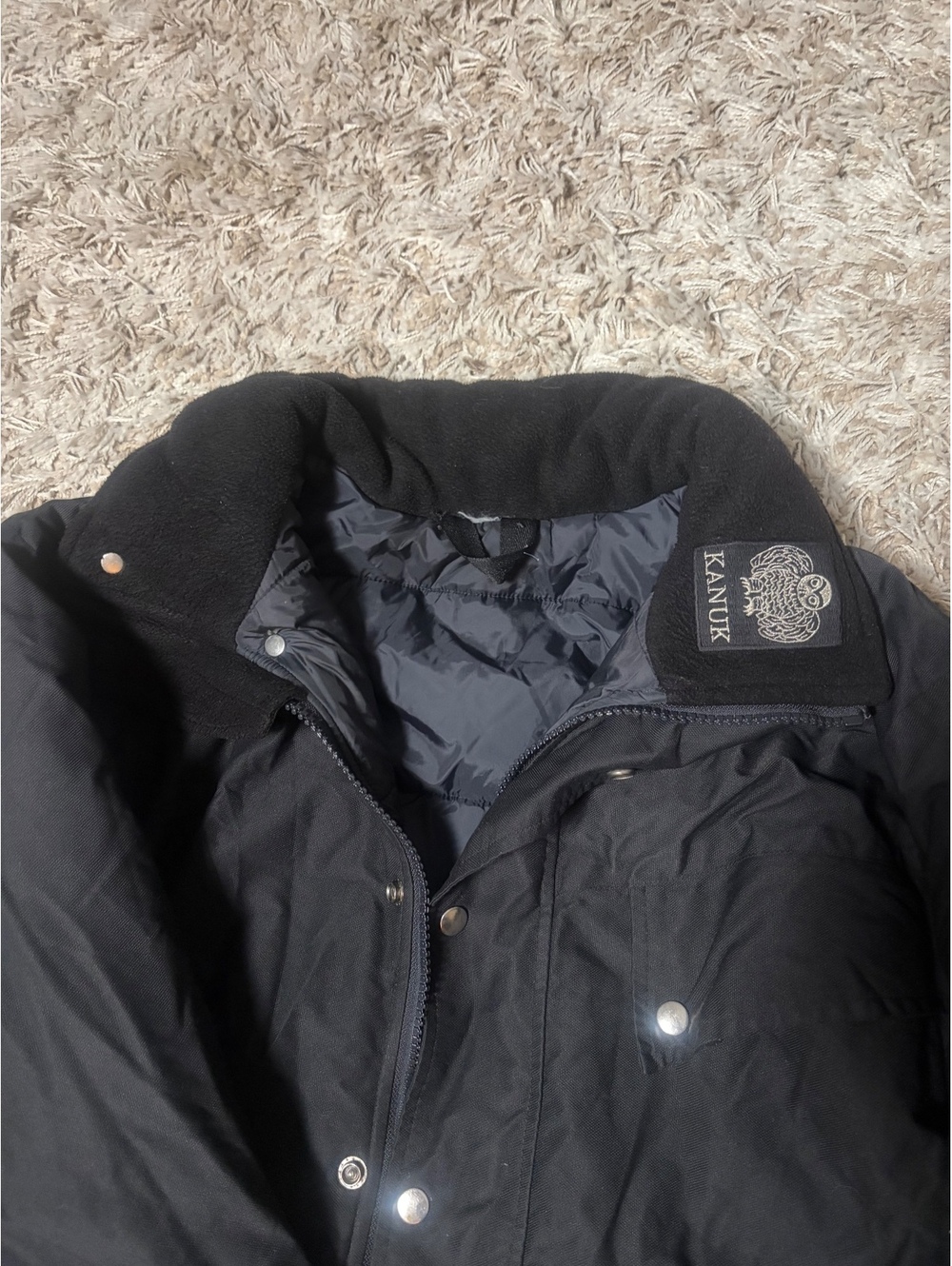 Kanuk Black vintage Winter Coat with Fleece Collar
